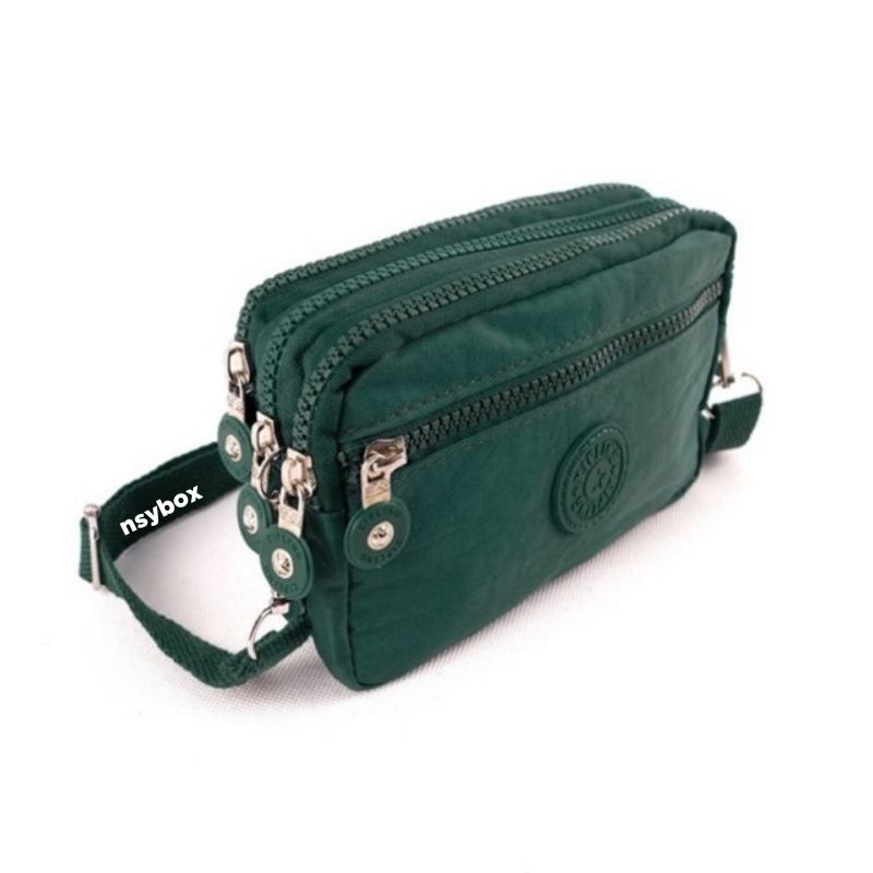 Dompet HP Selempang Wanita 4 Resleting Import Nylon Parasut Waterproof