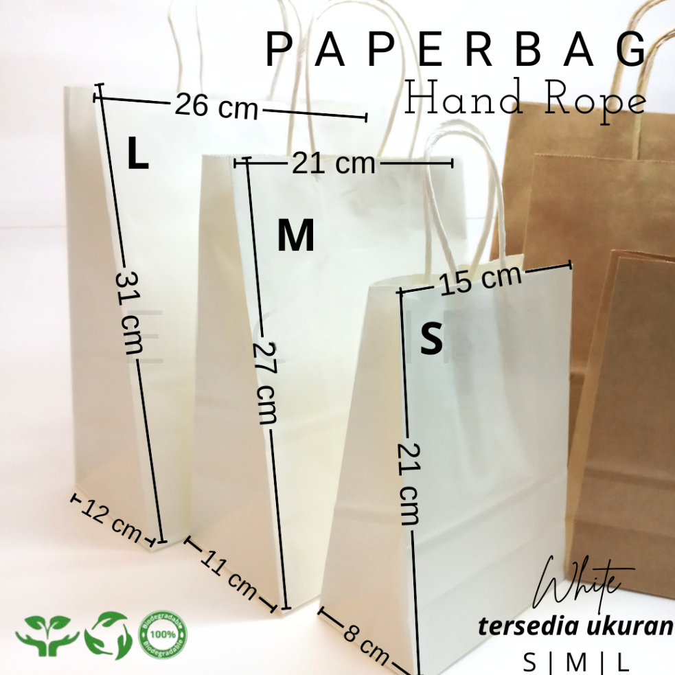 

10 Pcs Paperbag Tali Kertas Polos White and Brown