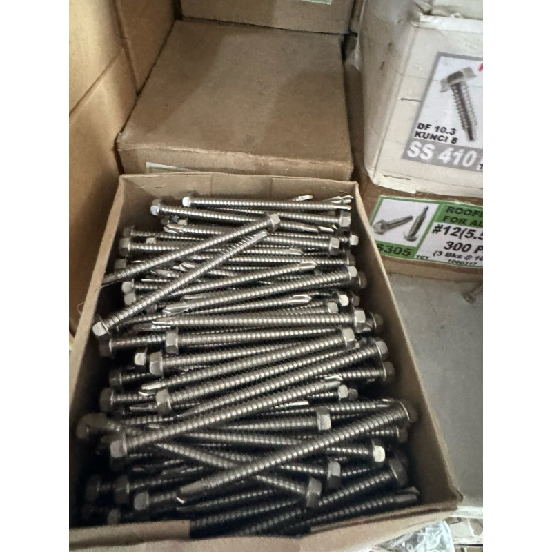 sekrup Roofing/baja ringan stainless 12x75