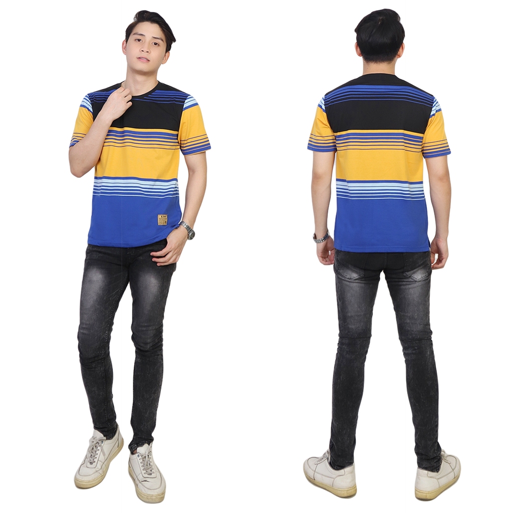 Liso wear - Kaos Pria Distro Stripe Salur Lengan Pendek Motif Garis-garis
