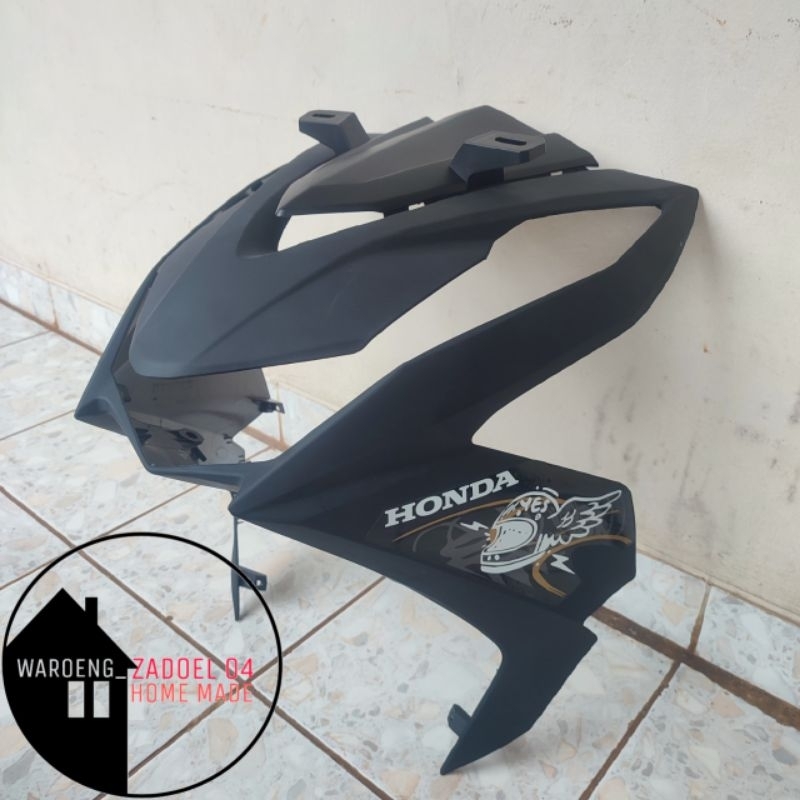Cover Tameng Depan Honda Beat Fi New Deluxe Beat Street 2020 2021 2022 2023 Hitam Doff Berstriping