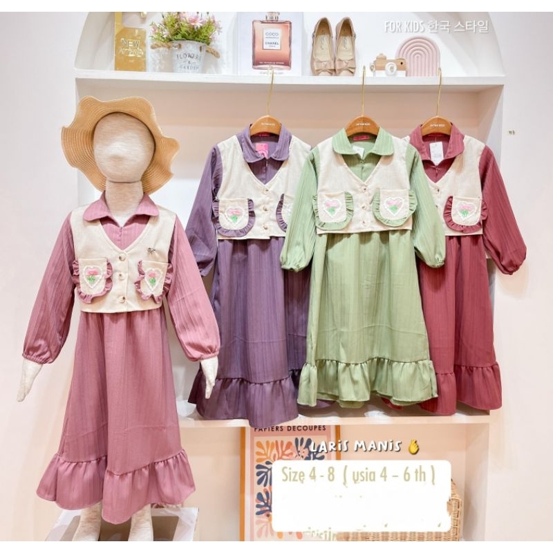 Gamis anak perempuan premium 3-6 Tahun , gamis rompi