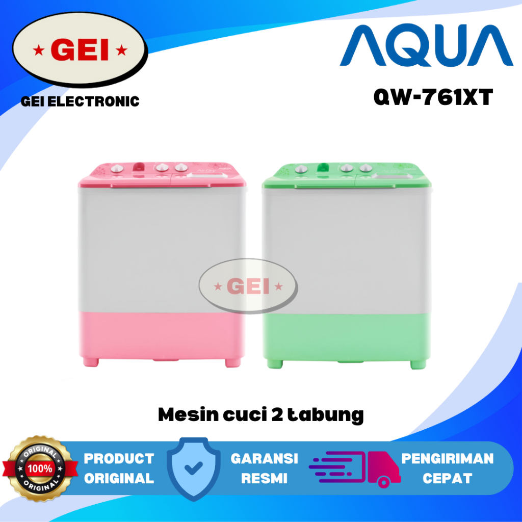 AQUA QW 761 XT Mesin Cuci 2 Tabung 7 Kg AQUA QW761 XT