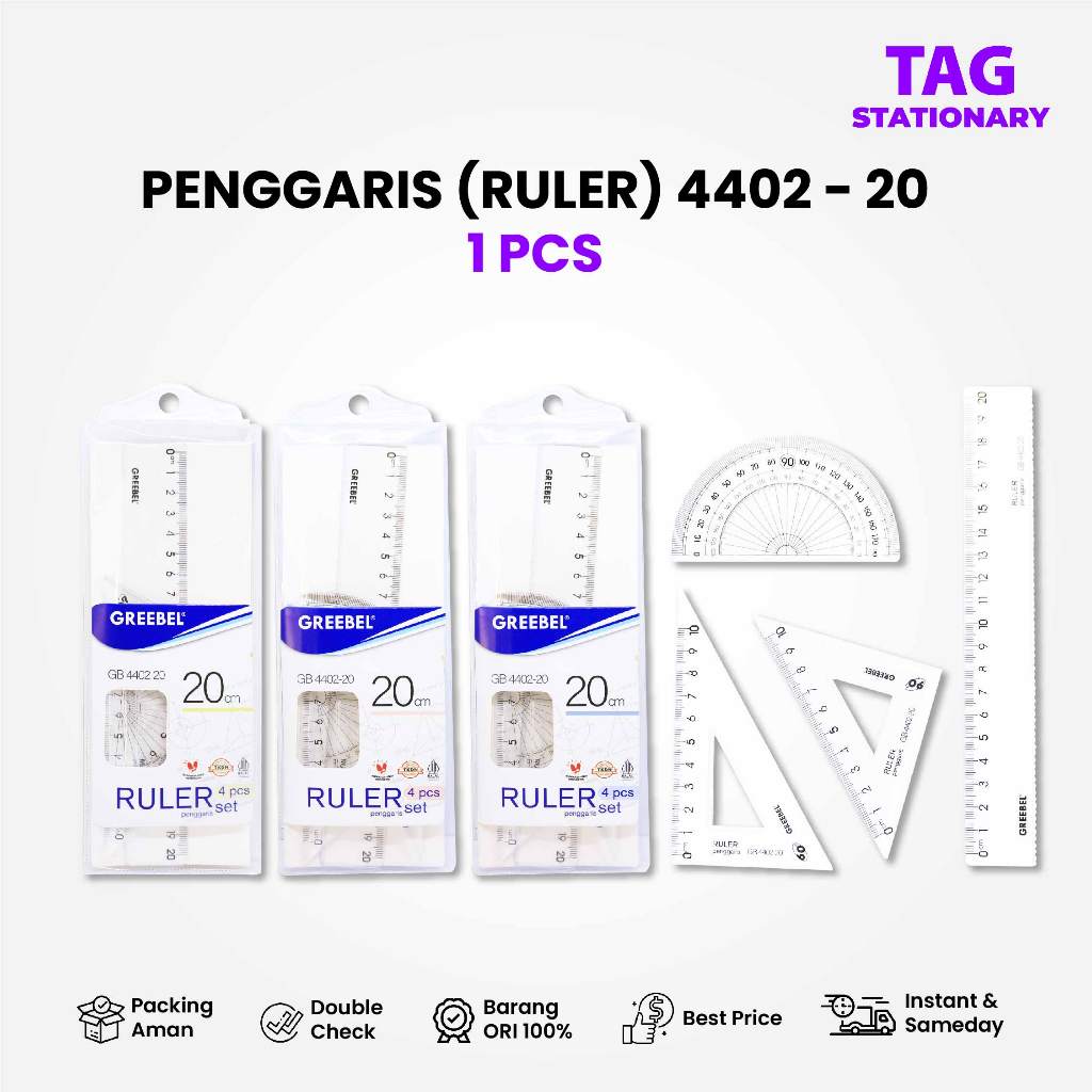 

GREEBEL Penggaris Set 4 IN 1 4402-20 / Penggaris Bening / Ruller Set Perlengkapan Sekolah