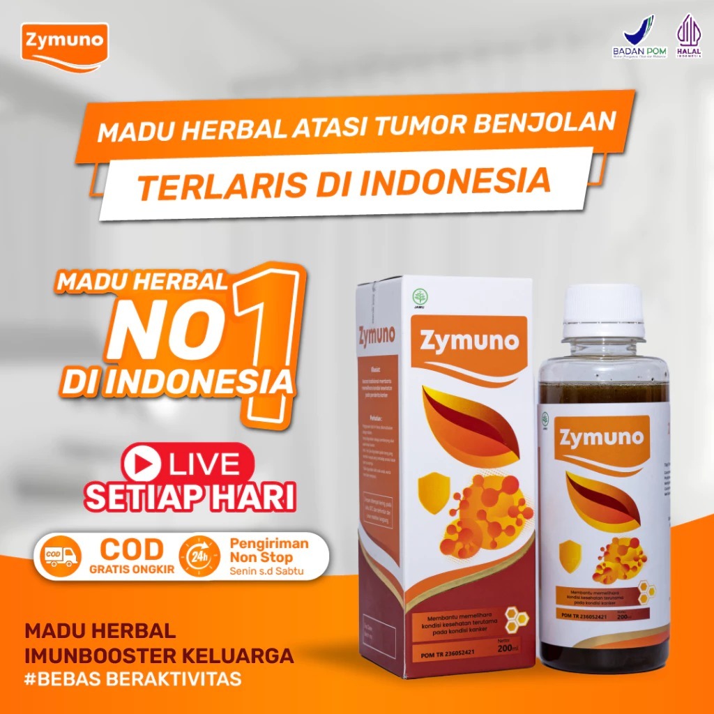 

ZYMUNO ORIGINAL 100% - MADU HERBAL ASLI IMUNOTERAPI KANKER BENJOLAN TUMOR TIROID DAN KISTA 200 ML