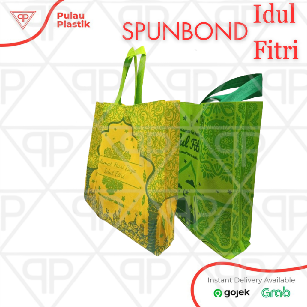 

Goodie Bag Tas Kain / Spunbond Lebaran Idul Fitri ukuran 38x45x8 / Isi 12pcs