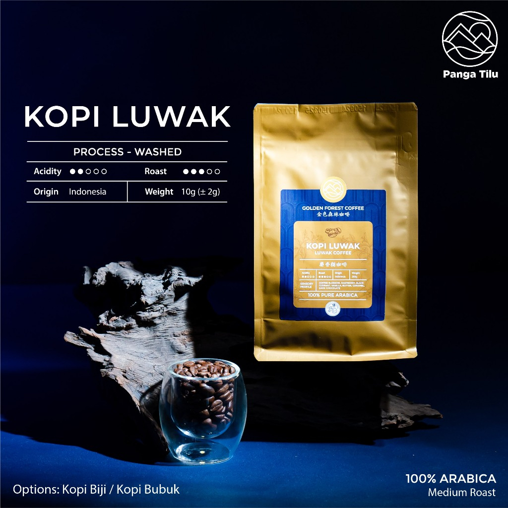 

Kopi Panga Tilu Kopi LUWAK Roasted Coffee Beans | Biji Kopi Premium 200 gr | Kopi Biji Arabica Pangalengan