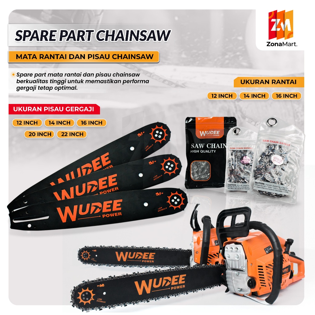 Rantai gergaji rantai + pelat pemandu Rantai gergaji mesin Aksesori untuk gergaji mesin dan gergaji 