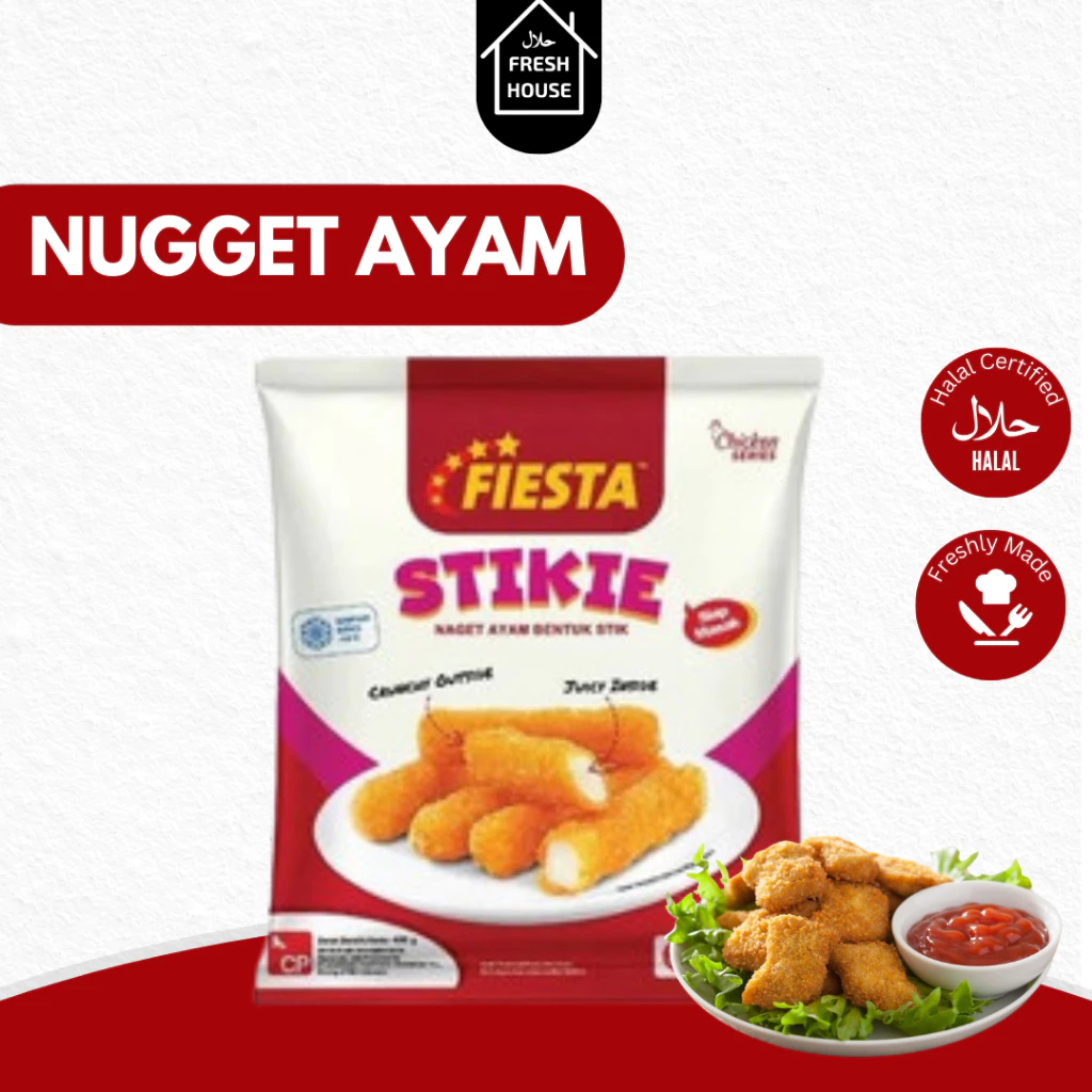 

FIESTA CHICKEN NUGGET STIKIE 400 GR / NUGGET AYAM BENTUK STIK /FROZEN