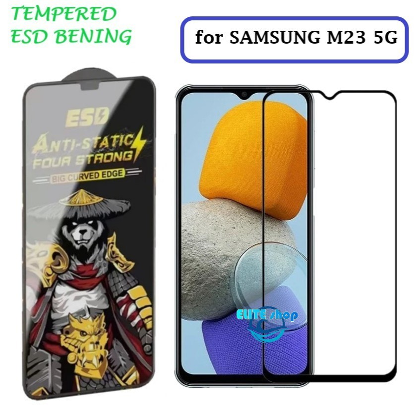 SAMSUNG M23 5G TEMPERED GLASS PREMIUM -TG ANTI STATIC ESD Tempered Glass ESD Full Cover Anti Static 