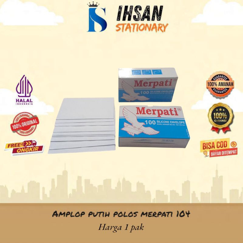 

amplop putih polos 104 merpati (1 pak)