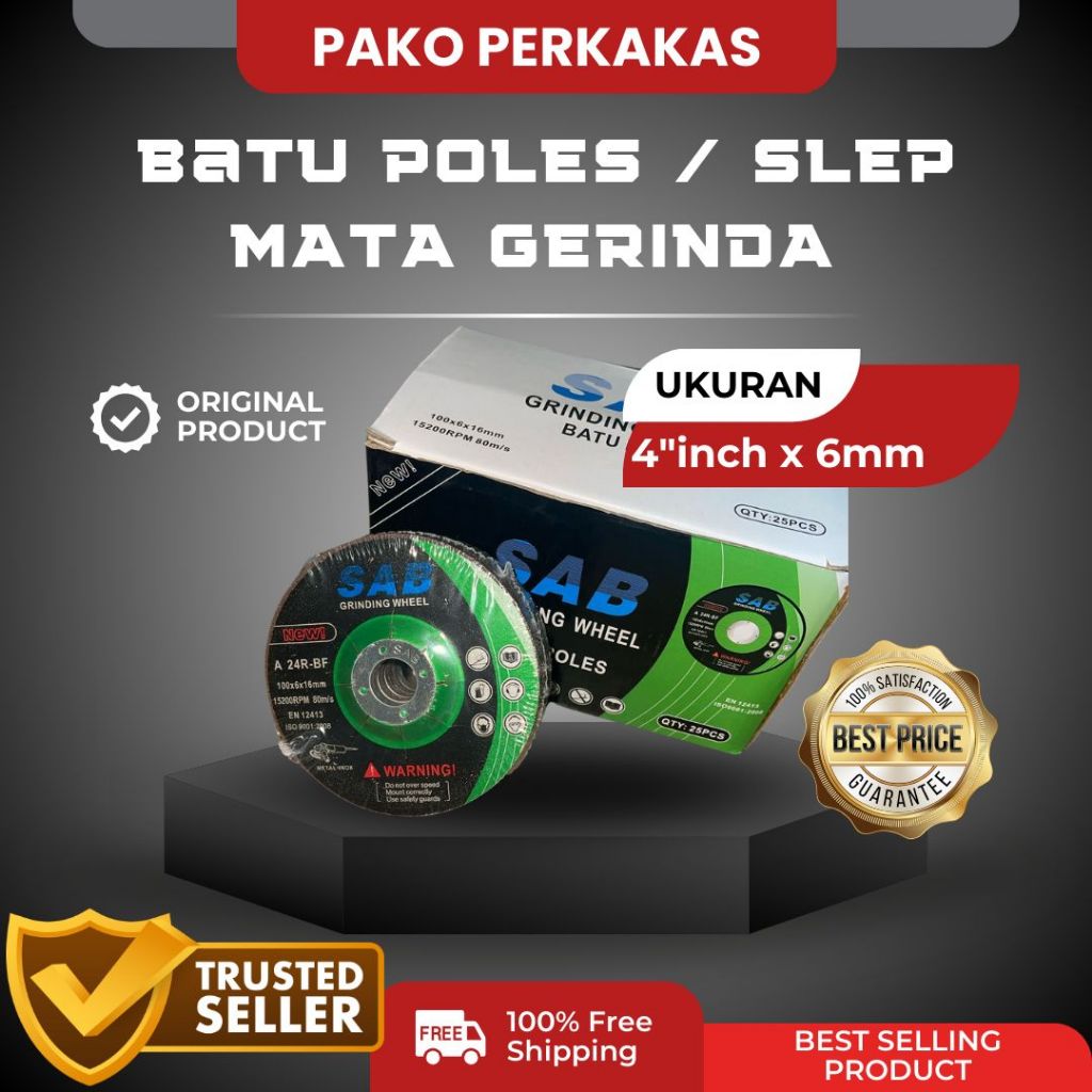 Batu Poles Asah Gerinda 4” inch Tebal 6mm / Mata Gerinda Poles / Grinding Wheel
