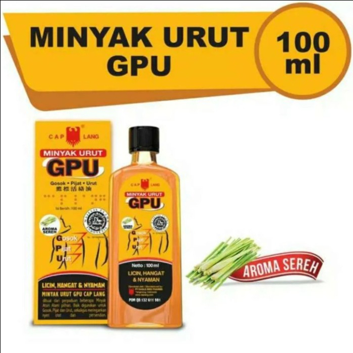 MINYAK URUT GPU SEREH LANG 100 ML / GPU MINYAK URUT SEREH 100 ML / MINYAK URUT GPU 100