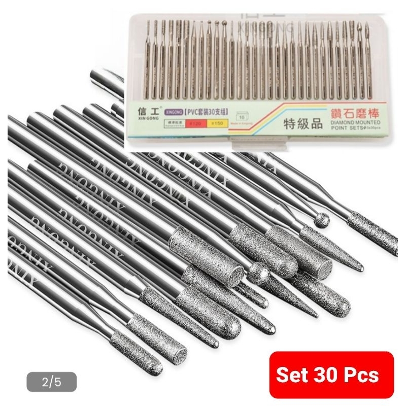 Set 30 pcs Mata Bor premium hemat  #120 ukir grafir tuner bulat ball oval lancip silinder gerinda gr