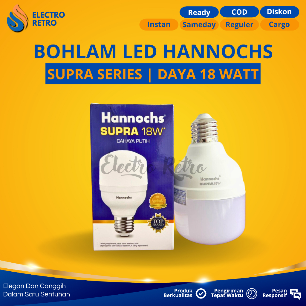 LAMPU LED HANNOCHS 18 WATT BOHLAM HANNOCHS SUPRA SERIES 18 WATT CAHAYA PUTIH LAMPU HANNOCHS 18w LED