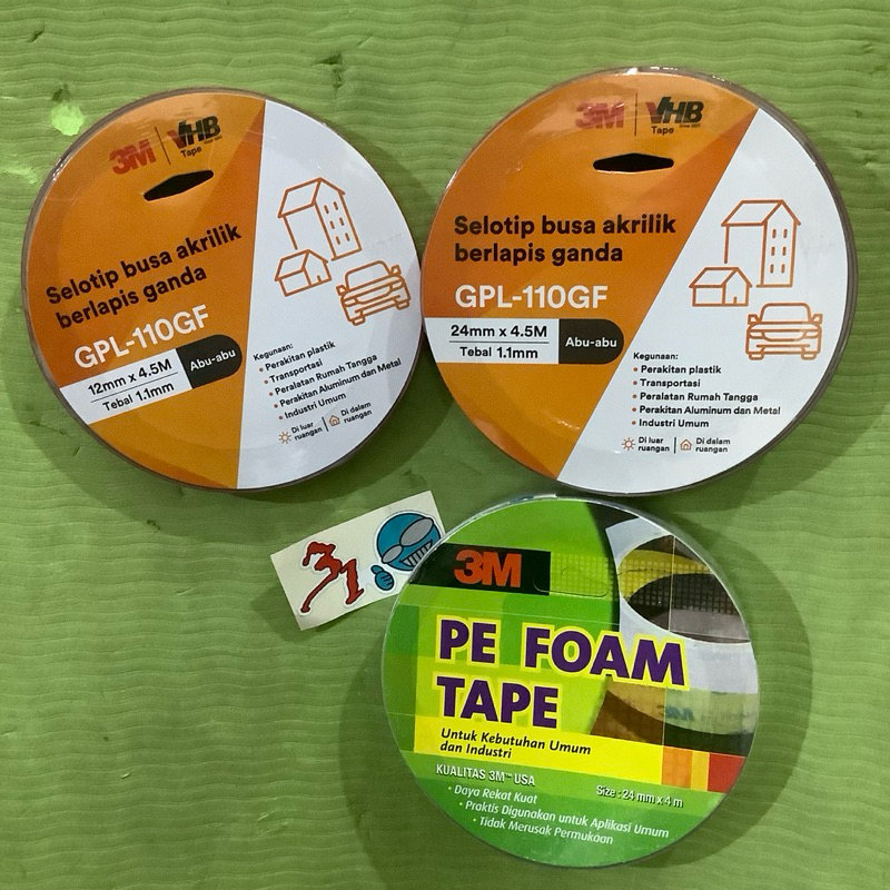 

double tape vhb 3m 24mm 12mm foam tape isolasi bulak balik solasi 2 sisi