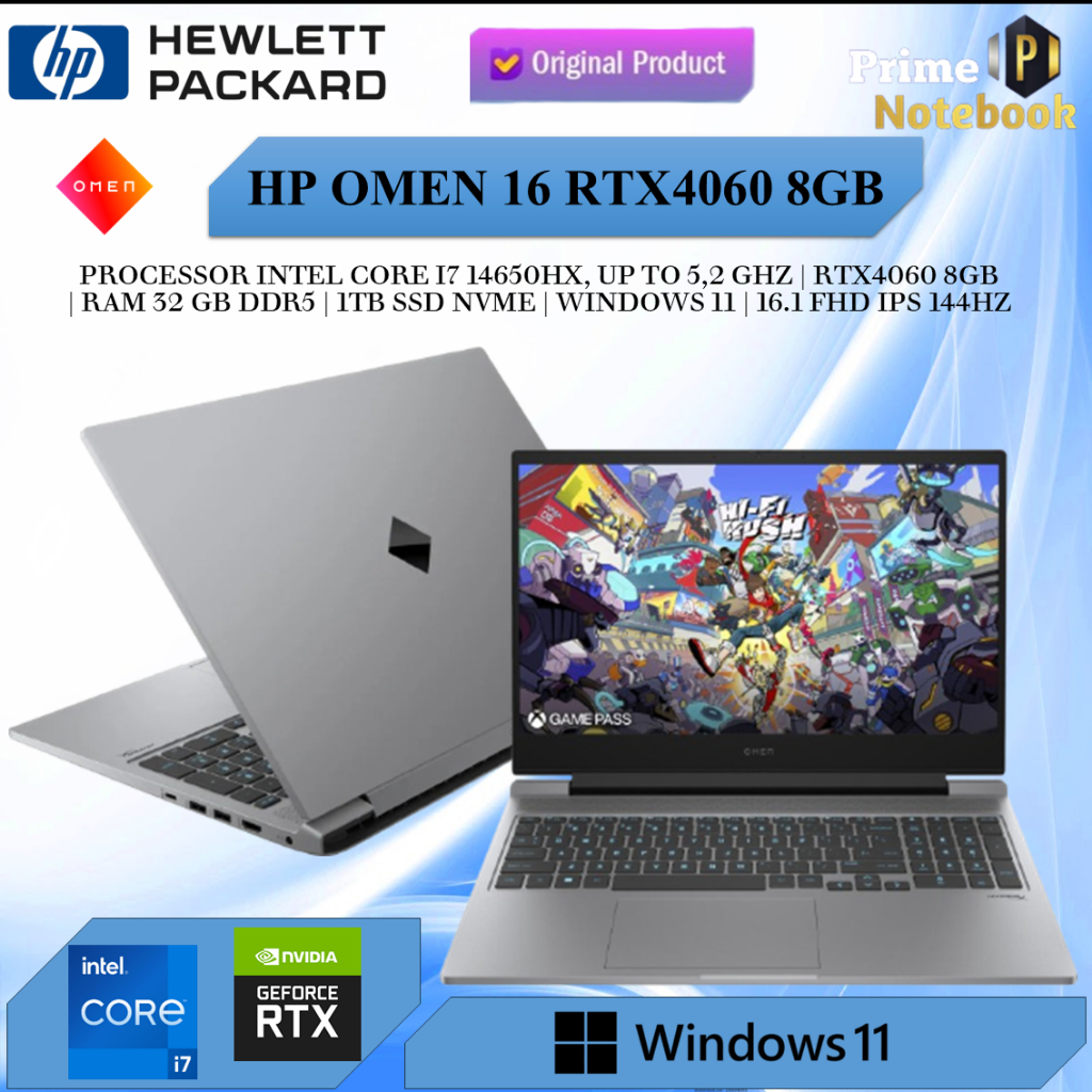 Hp Omen 16 i7 13620 RTX4060-8GB 16GB 1TB W11 16.1 Inchi FHD IPS 165Hz