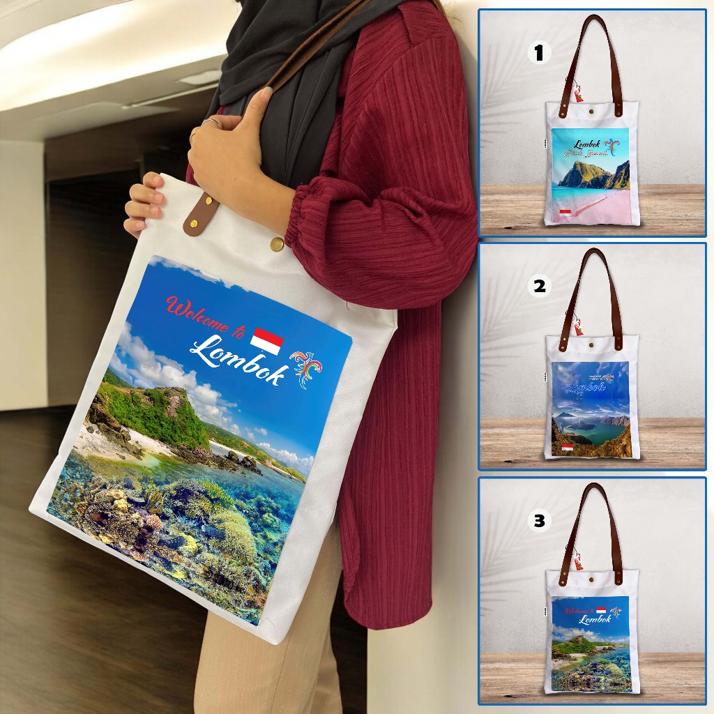 TAS LOMBOK ,MODEL TOTE BAG TALI SINTETIS READY 6 MOTIF SIAP KIRIM