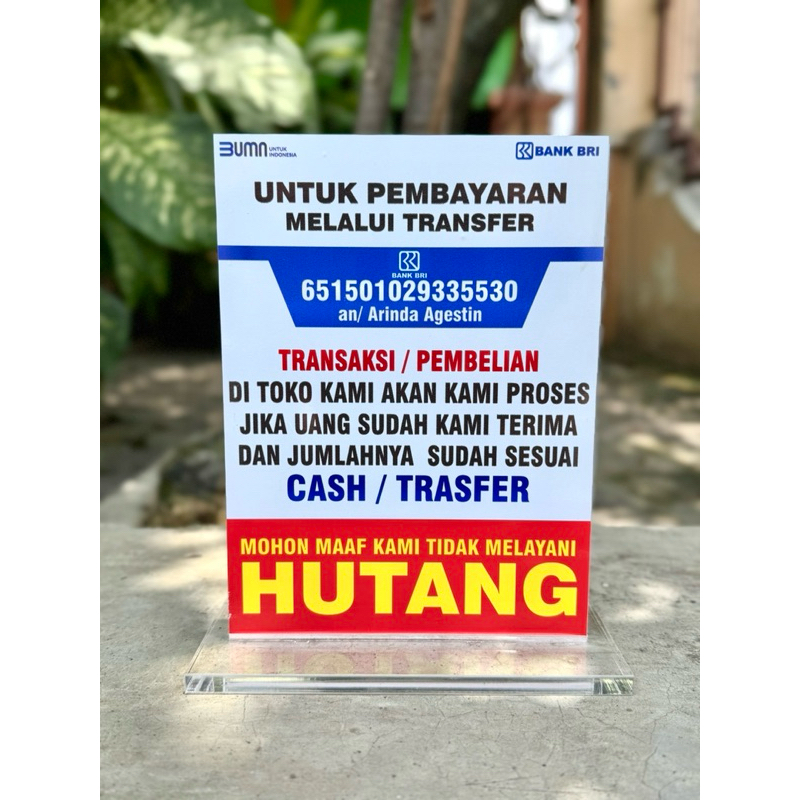 

BISA REQUEST CUSTOM AKRILIK MEJA UKURAN 15x20 UNTUK SEGALA LAYANAN AGEN BANK TRANSAKSI