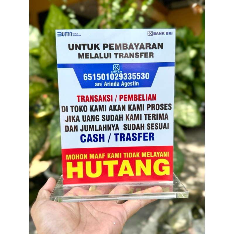 

AKRILIK BAHAN TEBAL UKURAN 15x20 BISA REQUEST UNTUK SEGALA LAYANAN AGEN BANK