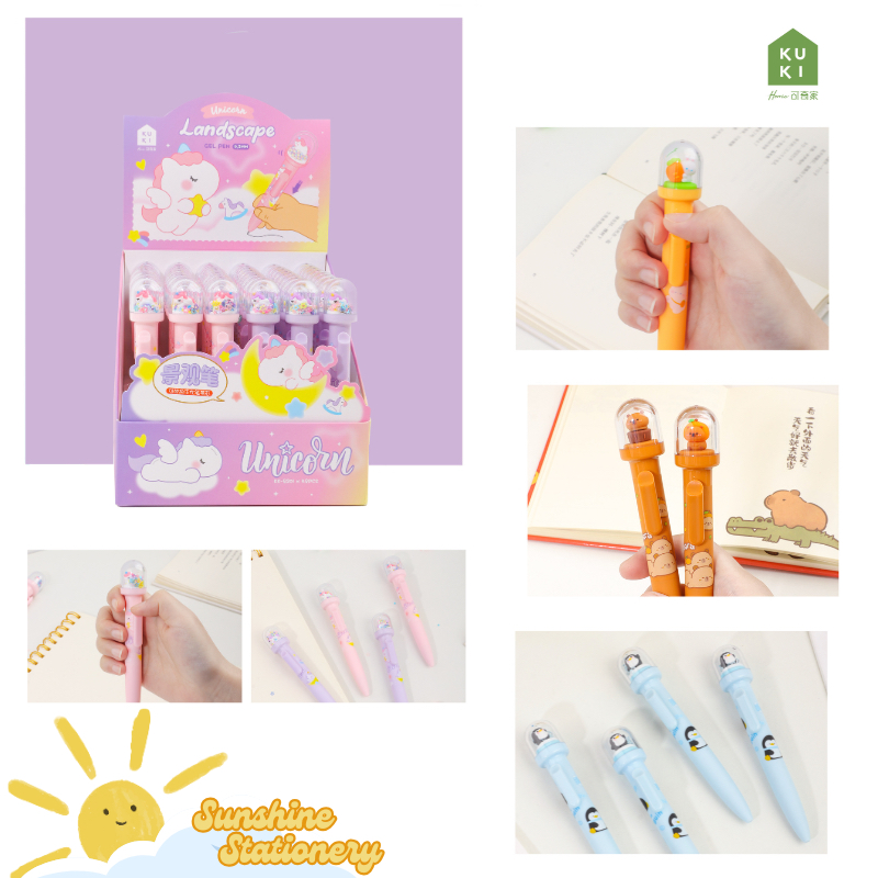 

KUKI Pulpen Cetet Landscape Snowglobe Gel Pen 0.5 Hitam Karakter Lucu Imut