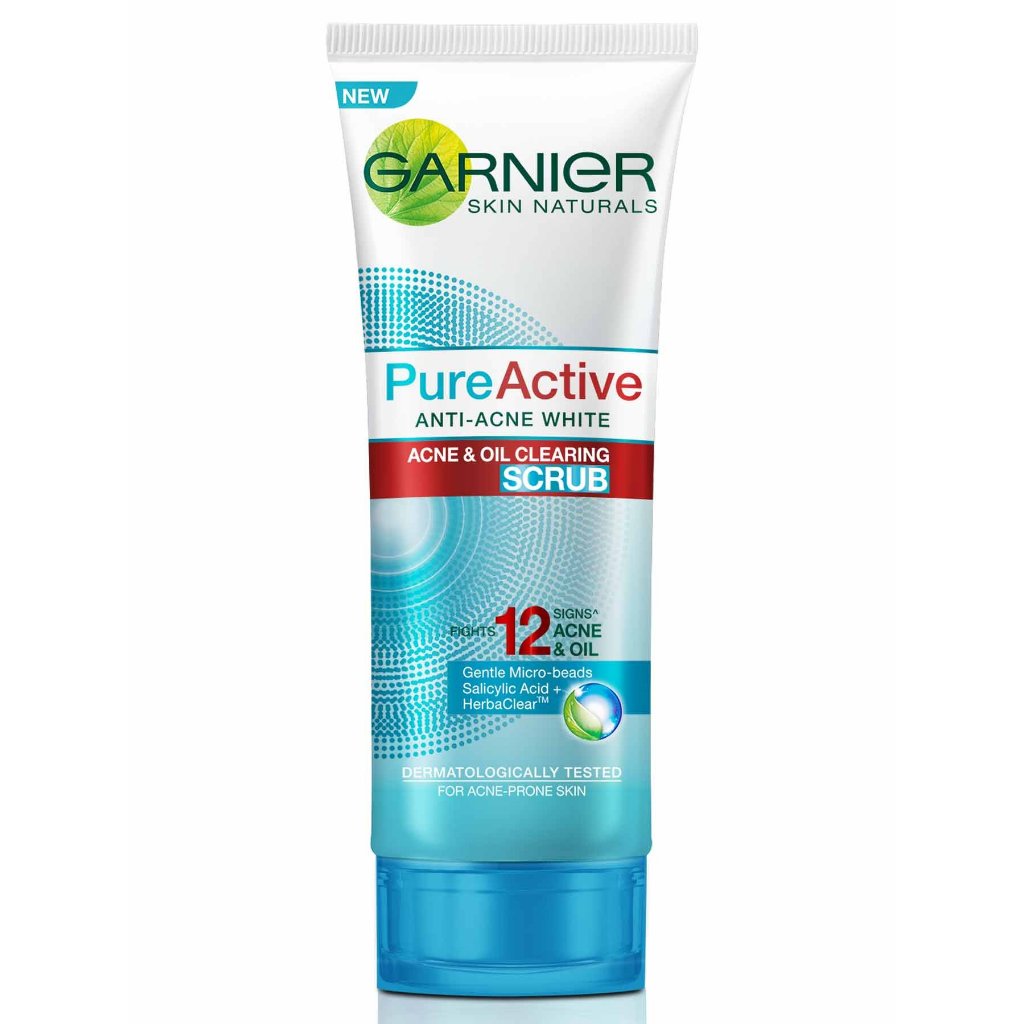 Ayune l Garnier Pure Active Anti Acne White Scrub 100ml / Garnier/ Sabun Cuci Muka