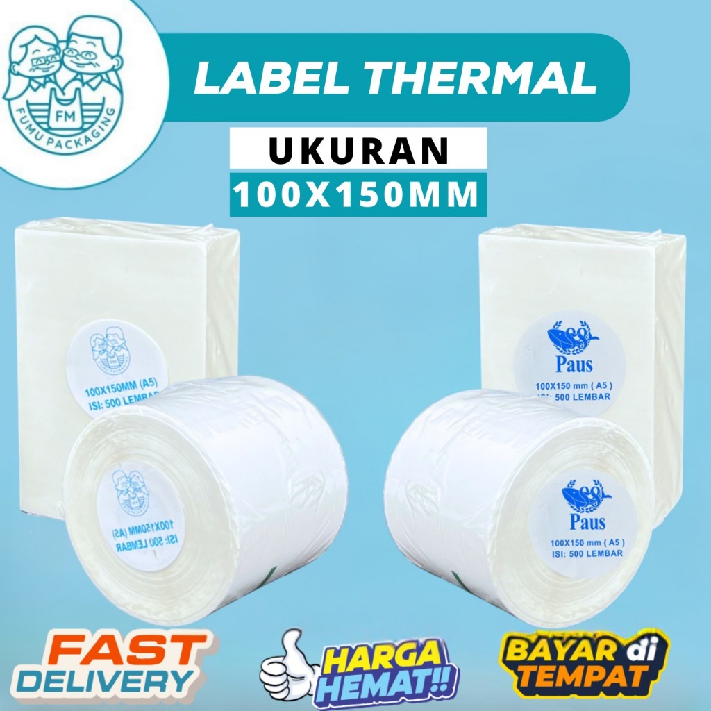 

Sy Label Thermal 100x150mm Roll / Sticker Label Barcode Isi 500pcs Premium