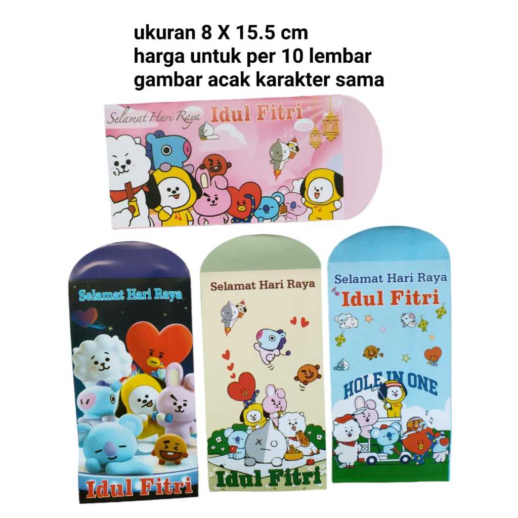 

amplop angpao lebaran idul fitri ukuran besar isi 10 lembar karakter BT21 BT 21