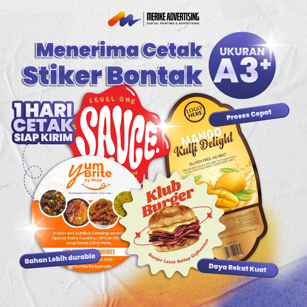 

STIKER BONTAK UKURAN A3+ bisa cutting Bulat, Kotak, atau Mengikuti Pola