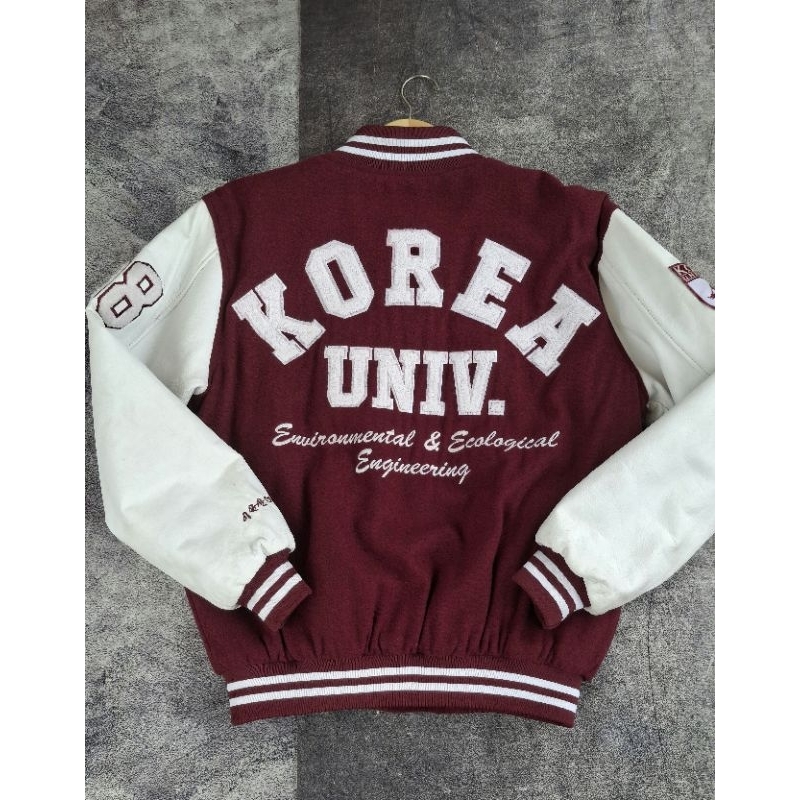 jaket varsity leather logo bordir bahan tebal second brand size M