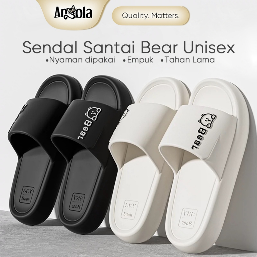 ANGOLA Sandal Rumah Karet Wanita Pria H03 Sandal Bear/Sandal Santai Unisex Anti Licin Super Empuk