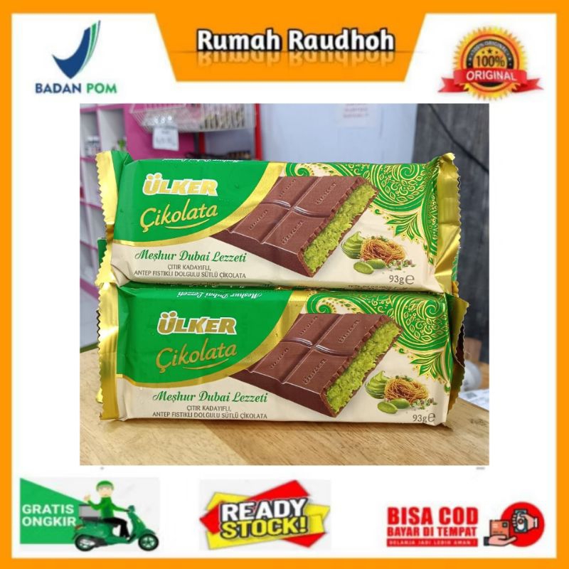 

COKLAT DUBAI ULKER ORIGINAL TURKEY - CITIR KADAYIFLI, COKLAT SUSU DENGAN ISI PISTACHIO