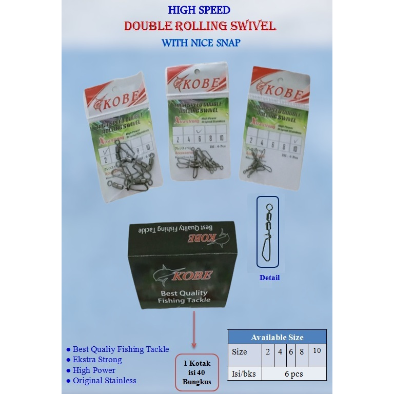 Kili kili Pancing Double Rolling Swivel Kobe High Speed dengan Snap