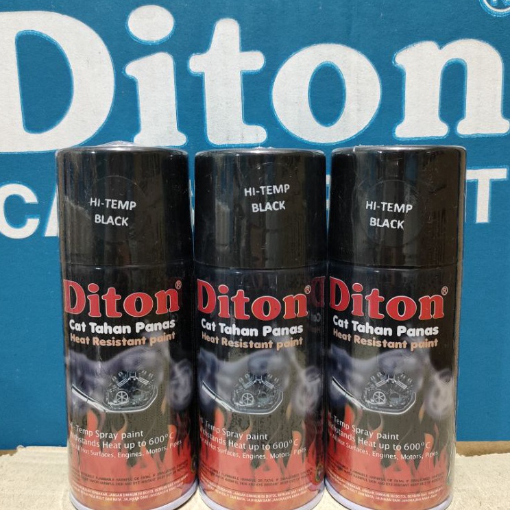 Flash Pilok Pilox Cat DITON HITEMP Black Anti Panas Tahan Panas Warna Hitam 15cc Cat Semprot Diton 1