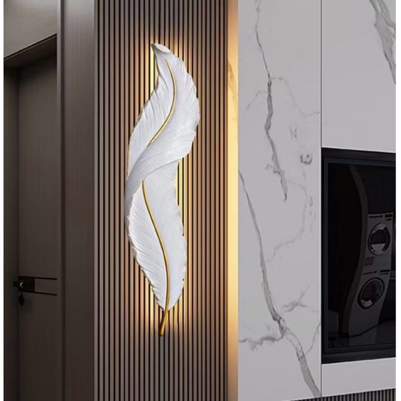 HIASAN DINDING BULU ANGSA LED –Lampu dinding estetik dengan desain bulu angsa modern TERMURAH