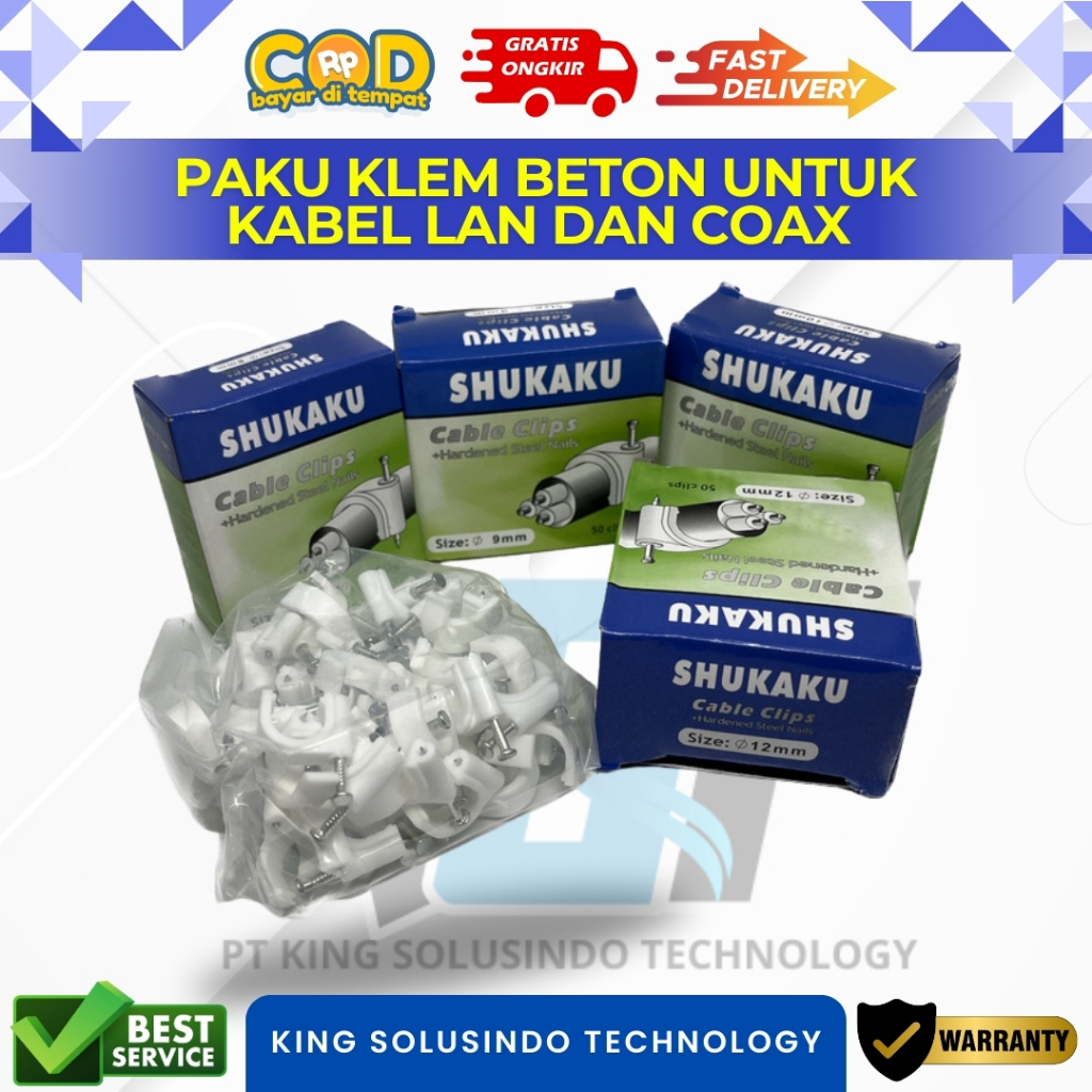 Shukaku Paku Klem 7MM Untuk Kabel LAN dan Coax
