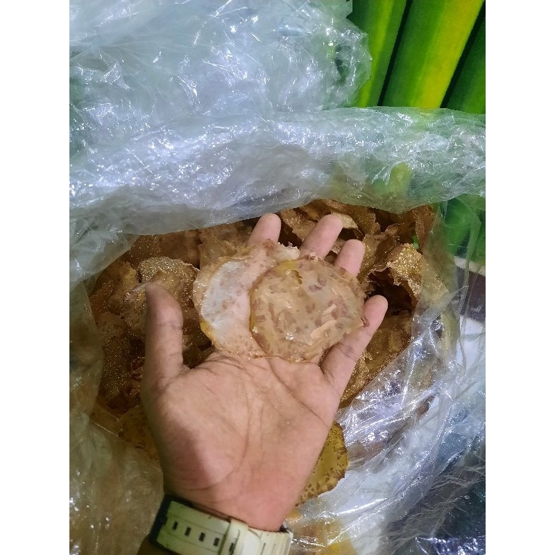 

emping jengkol ukuran kecil Rp 70.000/500gr enak renyah dan gurih
