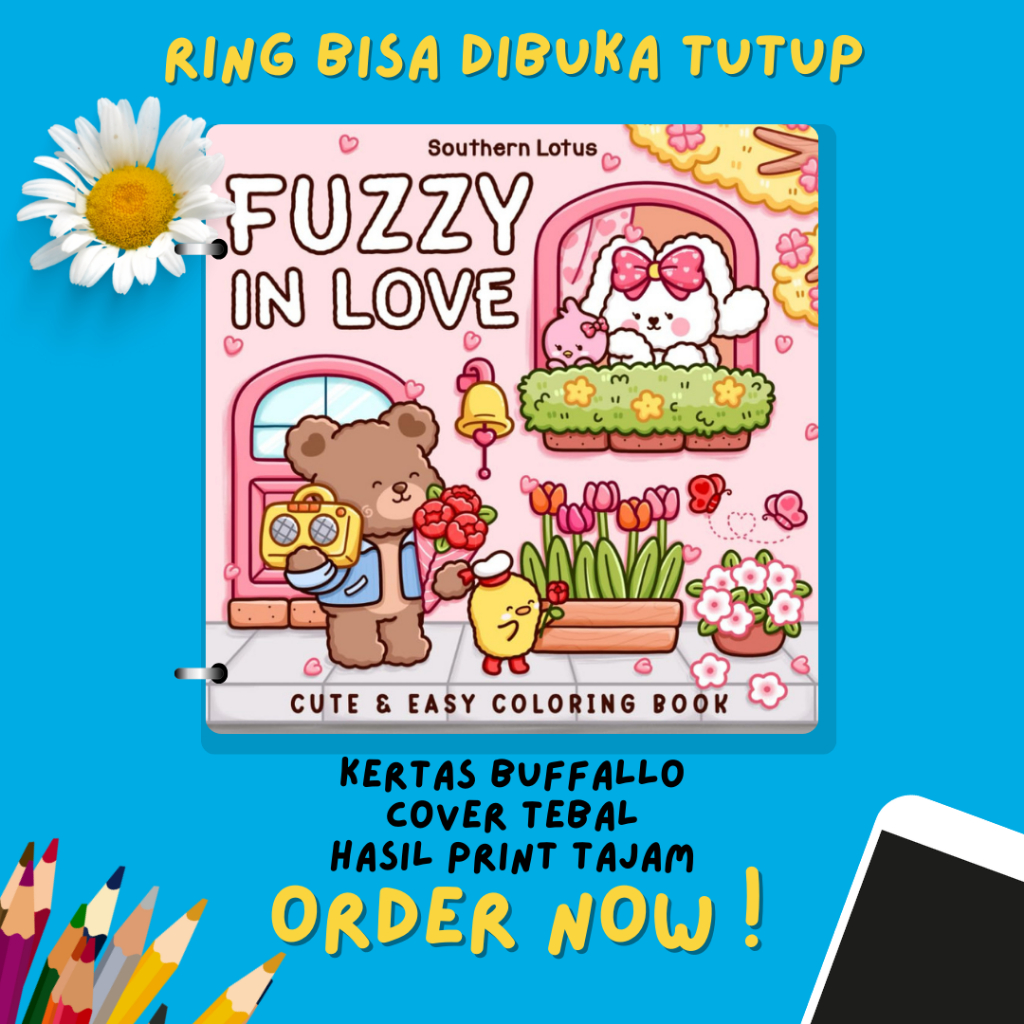 

UNOFFICIAL!! Buku Mewarnai Anak dan Dewasa- Fuzzy in Love book for adults and kids 50 halaman