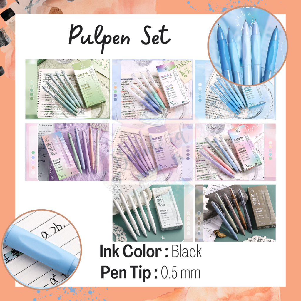 

SPR 1 Set Bulpen Isi 5 PCS Pulpen Pena Pen Gel 0.5 mm Dengan Box Cepat Kering Ballpoint Cetek Model Gradien Lucu Unik Untuk Sekolah Peralatan ATKBerkualitas Kantor Belajar Souvenir