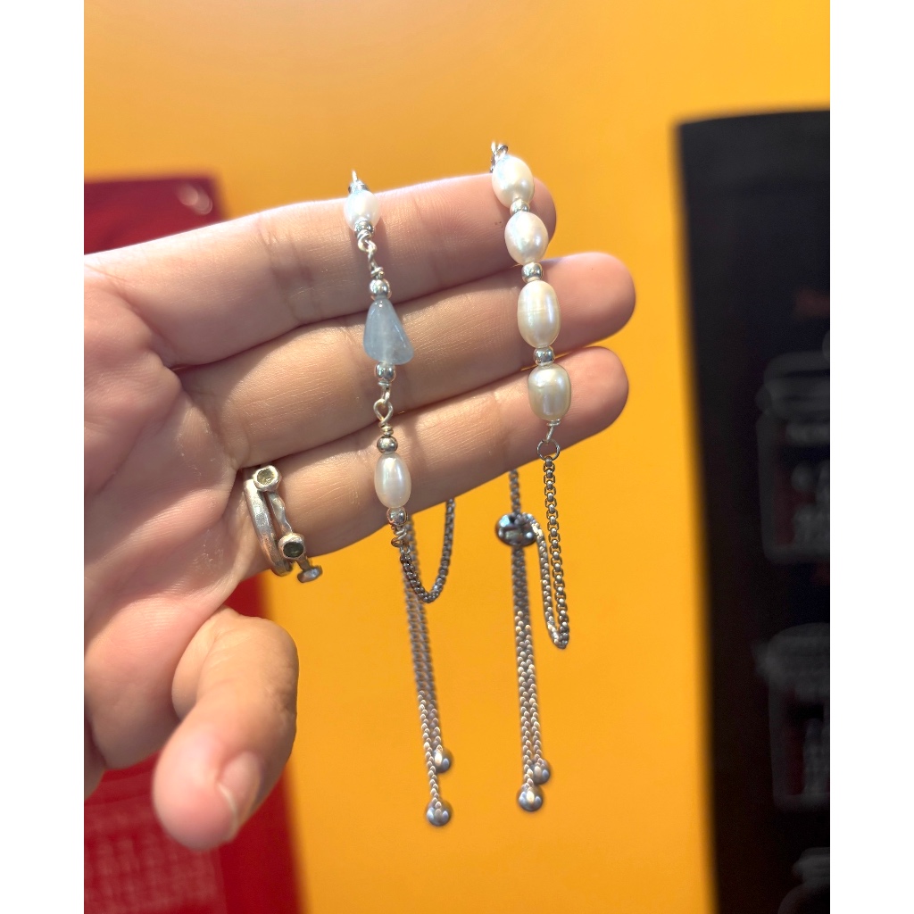 Gelang Serut lapis emas dan perak/drawstring bracelet/gelang batu alam/gelang serut titanium