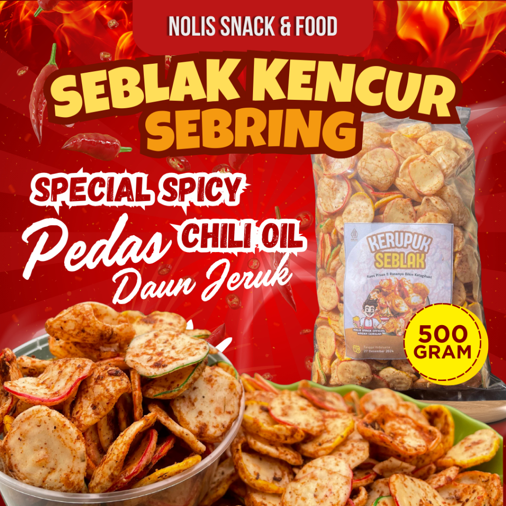 

Seblak Kering Cikruh (500gram) Gurih Pedas / Sebring / Seblak Kencur / Seblak Cikur / Cemilan Nolis