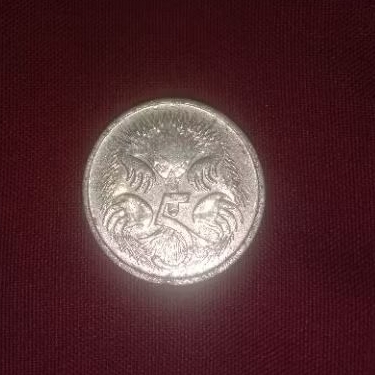 Koin Sen/5cent Australia Elizabeth II logo depan echidna th.1995