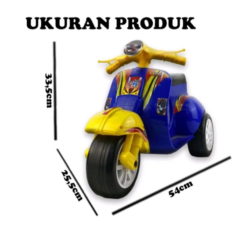 Mainan anak tunggang motor vespa mini roda 3 bisa di naiki anak kecil lucu murah vespa tunggang mini