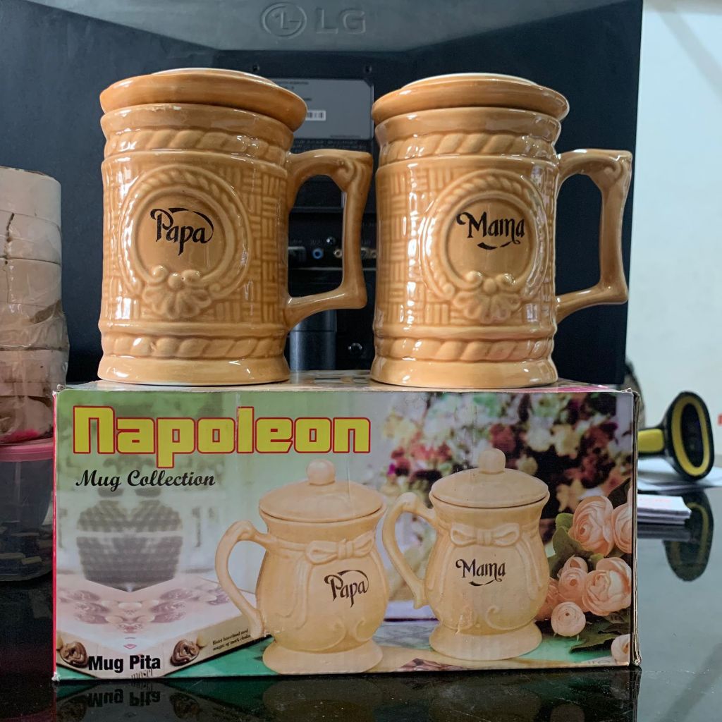 Kado Mug Tutup Papa Mama Isi 2Pcs napoleon