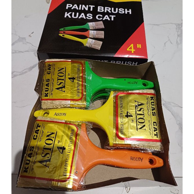 Diskon kuas cat gagang PVC 4 inchi 1 lusin koas cet 1box 4 in