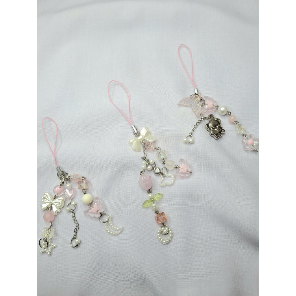 Phone Strap Pink Series  / Bag Charm / Gantungan Kunci Manik / Korea Style / Termurah