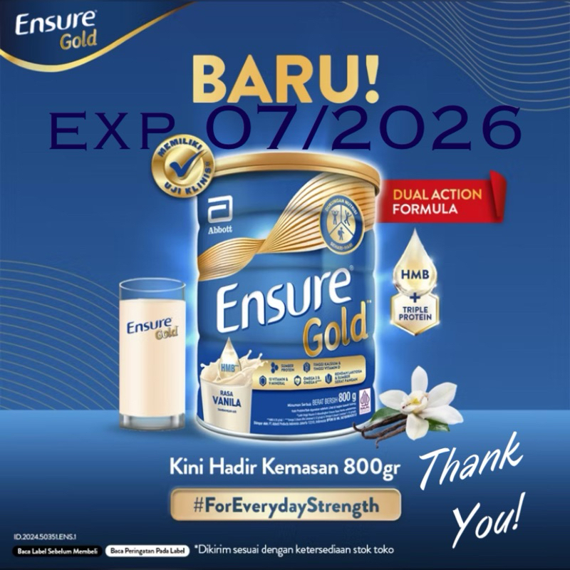 

Ensure Gold Vanila 900 gram/850gram ( New Packaging 800gram) exp 07/2026