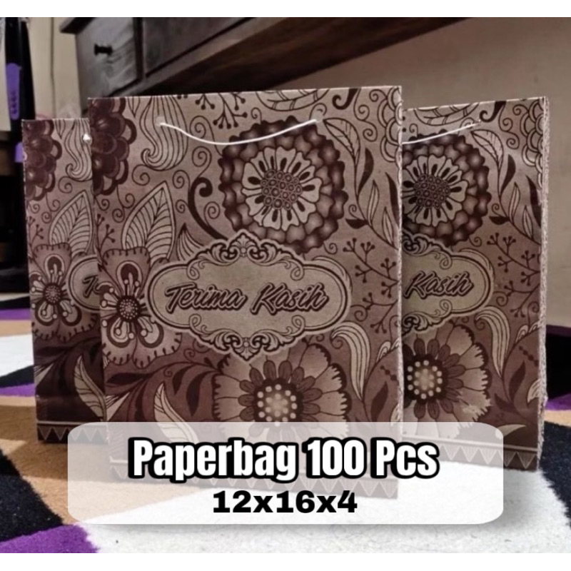 

paper bag motif 100 pcs||ukuran 12x16x4||tas sovenir pernikahan atau pesta||