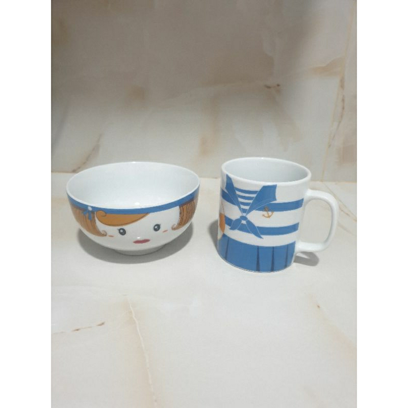 Gelas Mangkok Keramik Motif