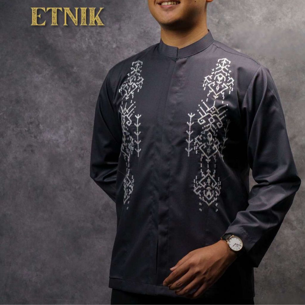 ZEEYANA Baju Kemeja Koko Batik Pria Elegan Lengan Panjang by Tamer House